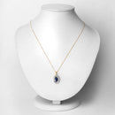 1.71 Carat Genuine Blue Sapphire and White Diamond 14K Yellow Gold Pendant