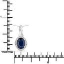 1.72 Carat Genuine Blue Sapphire and White Diamond 14K White Gold Pendant