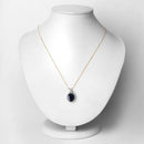 6.58 Carat Genuine Blue Sapphire and White Diamond 14K Yellow Gold Pendant