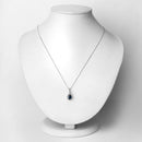 0.91 Carat Genuine Blue Sapphire and White Diamond 14K White Gold Pendant