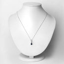 0.85 Carat Genuine Blue Sapphire and White Diamond 14K White Gold Pendant