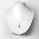 3.01 Carat Genuine Tanzanite and White Diamond 14K White Gold Pendant