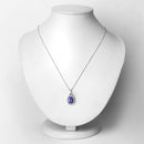 2.46 Carat Genuine Tanzanite and White Diamond 14K White Gold Pendant