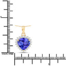 2.66 Carat Genuine Tanzanite and White Diamond 14K Yellow Gold Pendant