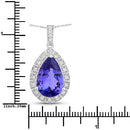 3.13 Carat Genuine Tanzanite and White Diamond 14K White Gold Pendant