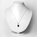 4.41 Carat Genuine Blue Sapphire and White Diamond 14K White Gold Pendant