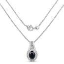 0.98 Carat Genuine Blue Sapphire and White Topaz .925 Sterling Silver Pendant