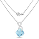 11.95 Carat Genuine Blue Topaz & White Topaz .925 Sterling Silver Pendant