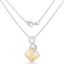 8.81 Carat Genuine Golden Rutile and White Diamond .925 Sterling Silver Pendant