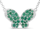 2.80 Carat Genuine Emerald and White Zircon .925 Sterling Silver Pendant