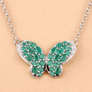 2.80 Carat Genuine Emerald and White Zircon .925 Sterling Silver Pendant