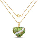 14K Yellow Gold Plated 4.51 Carat Genuine Chrome Diopside and White Topaz .925 Sterling Silver Pendant
