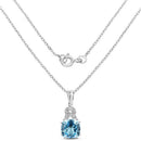 6.97 Carat Genuine Blue Topaz and White Topaz .925 Sterling Silver Pendant