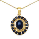 3.02 Carat Genuine Blue Sapphire .925 Sterling Silver Pendant
