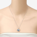 2.66 Carat Genuine Blue Topaz and White Topaz .925 Sterling Silver Pendant