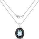 6.70 Carat Genuine Blue Topaz and Black Spinel .925 Sterling Silver Pendant