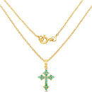 14K Yellow Gold Plated 1.05 Carat Genuine Zambian Emerald .925 Sterling Silver Pendant