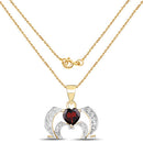 14K Yellow Gold Plated 1.05 Carat Genuine Garnet and White Topaz .925 Sterling Silver Pendant