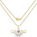 14K Yellow Gold Plated 0.62 Carat Genuine Tanzanite and White Topaz .925 Sterling Silver Pendant