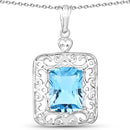 10.63 Carat Genuine Swiss Blue Topaz .925 Sterling Silver Pendant