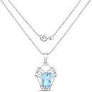 5.76 Carat Genuine Swiss Blue Topaz & White Topaz .925 Sterling Silver Pendant