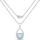 4.08 Carat Genuine Swiss Blue Topaz & White Topaz .925 Sterling Silver Pendant