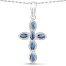 0.90 Carat Genuine Blue Sapphire .925 Sterling Silver Pendant