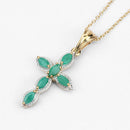 18K Yellow Gold Plated 0.84 Carat Genuine Emerald .925 Sterling Silver Pendant