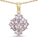 14K Yellow Gold Plated 2.58 Carat Genuine Tanzanite .925 Sterling Silver Pendant