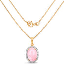 14K Yellow Gold Plated 11.75 Carat Genuine Opal Pink and White Topaz .925 Sterling Silver Pendant