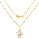 14K Yellow Gold Plated 1.19 Carat Genuine Ethiopian Opal and White Topaz .925 Sterling Silver Pendant