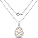 0.45 Carat Genuine White Diamond and Yellow Diamond .925 Sterling Silver Pendant