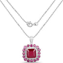 8.48 Carat Glass Filled Ruby and White Topaz .925 Sterling Silver Pendant