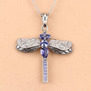 1.99 Carat Genuine Tanzanite and White Zircon .925 Sterling Silver Pendant