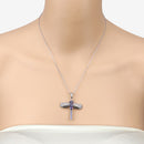 1.99 Carat Genuine Tanzanite and White Zircon .925 Sterling Silver Pendant