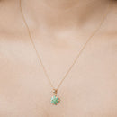 0.72 Carat Genuine Zambian Emerald and White Diamond 14K Yellow Gold Pendant