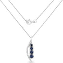 0.40 Carat Genuine Blue Sapphire and White Diamond 14K White Gold Pendant