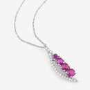 0.43 Carat Genuine Ruby and White Diamond 14K White Gold Pendant