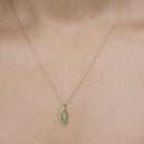0.34 Carat Genuine Zambian Emerald and White Diamond 14K Yellow Gold Pendant