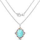 18.50 Carat Genuine Multi Stone .925 Sterling Silver Pendant