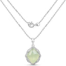 7.49 Carat Genuine Prehnite And White Topaz .925 Sterling Silver Pendant