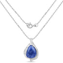 2.39 Carat Genuine Blue Aventurine and White Topaz .925 Sterling Silver Pendant