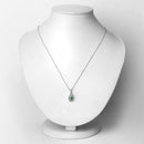 1.27 Carat Genuine Green Tourmaline and White Diamond 14K White Gold Pendant