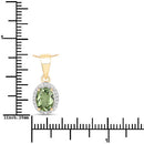 1.27 Carat Genuine Green Tourmaline and White Diamond 14K Yellow Gold Pendant