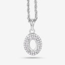 0.17 Carat Genuine White Diamond 14K White Gold Semi Mount Pendant - holds 7x5mm Oval Gemstone