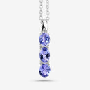 1.11 Carat Genuine Tanzanite and White Diamond .925 Sterling Silver Pendant