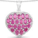 5.00 Carat Genuine Ruby and White Diamond .925 Sterling Silver Pendant