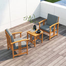 3PC Solid Wood Outdoor Patio Sofa Furniture Set