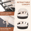 Patio Round Daybed with Retractable Canopy-White