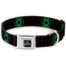 DC LEAGUE OF SUPER-PETS Logo Full Color Black/White Seatbelt Buckle Collar - DC League of Super-Pets Green Lantern Logo Black/Green